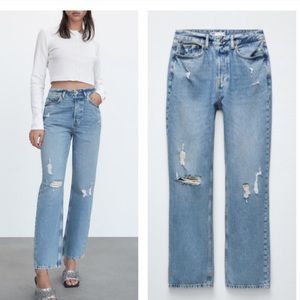 ZARA high rise relaxed fit rigid jeans blogger insta favorite